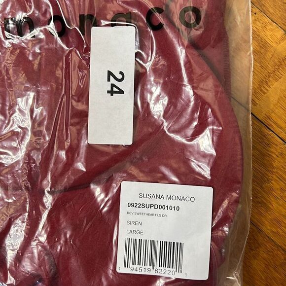 Susana Monaco Reverse Sweetheart Long Sleeve Mini Dress in Siren Size Large NWT - Picture 3 of 6